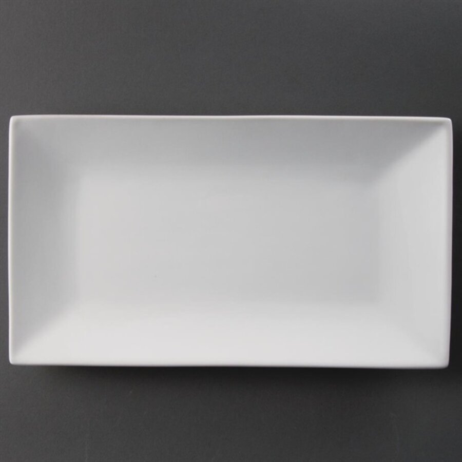 Plats de service rectangulaires en faïence blanche | 31x18cm | 2 pièces