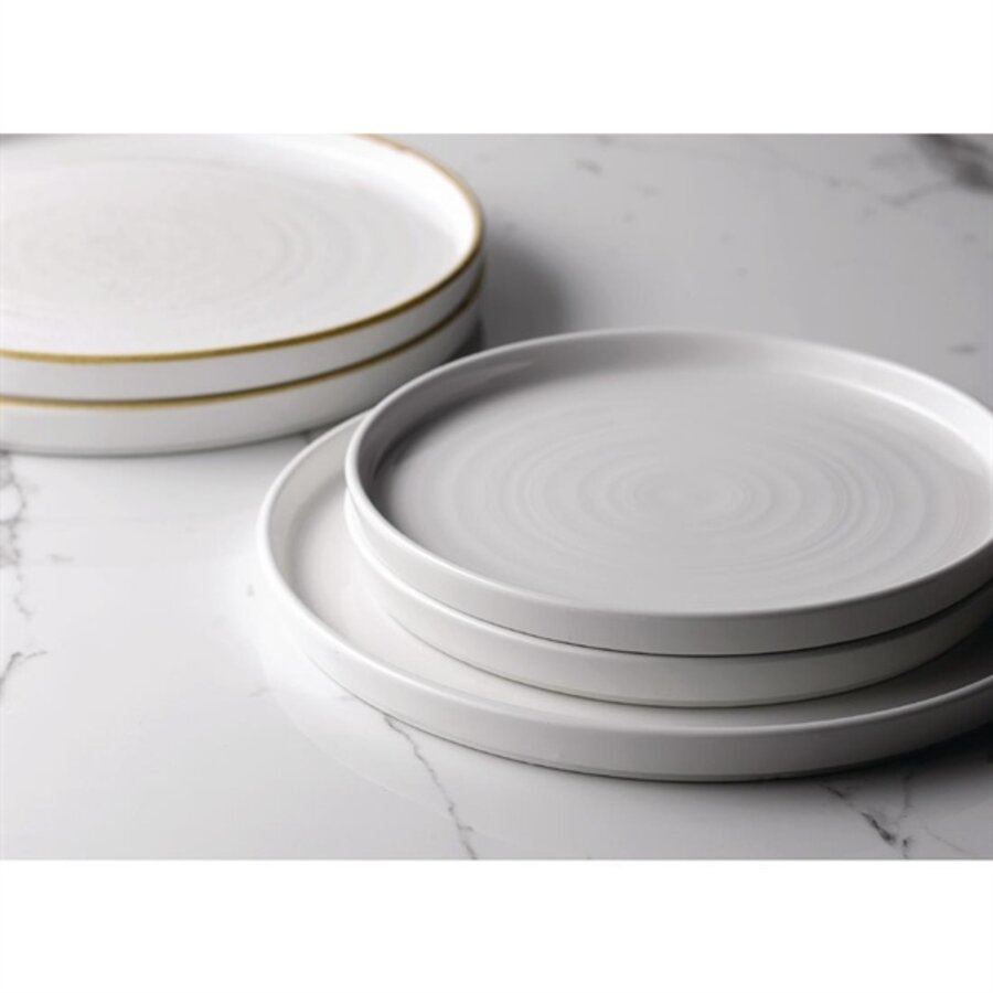 assiettes à bord relevé | 21 cm | Blanc | 6 pièces
