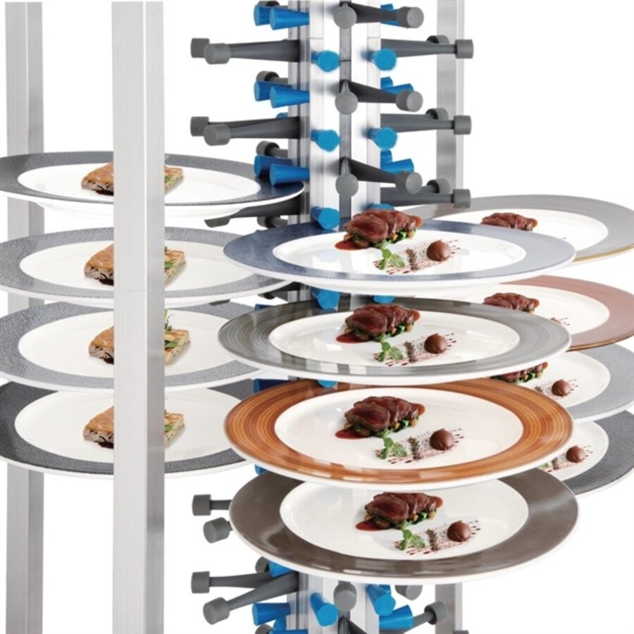 Support à assiettes mobile | 84 assiettes de 30 cm | 70x70x(h)190 cm