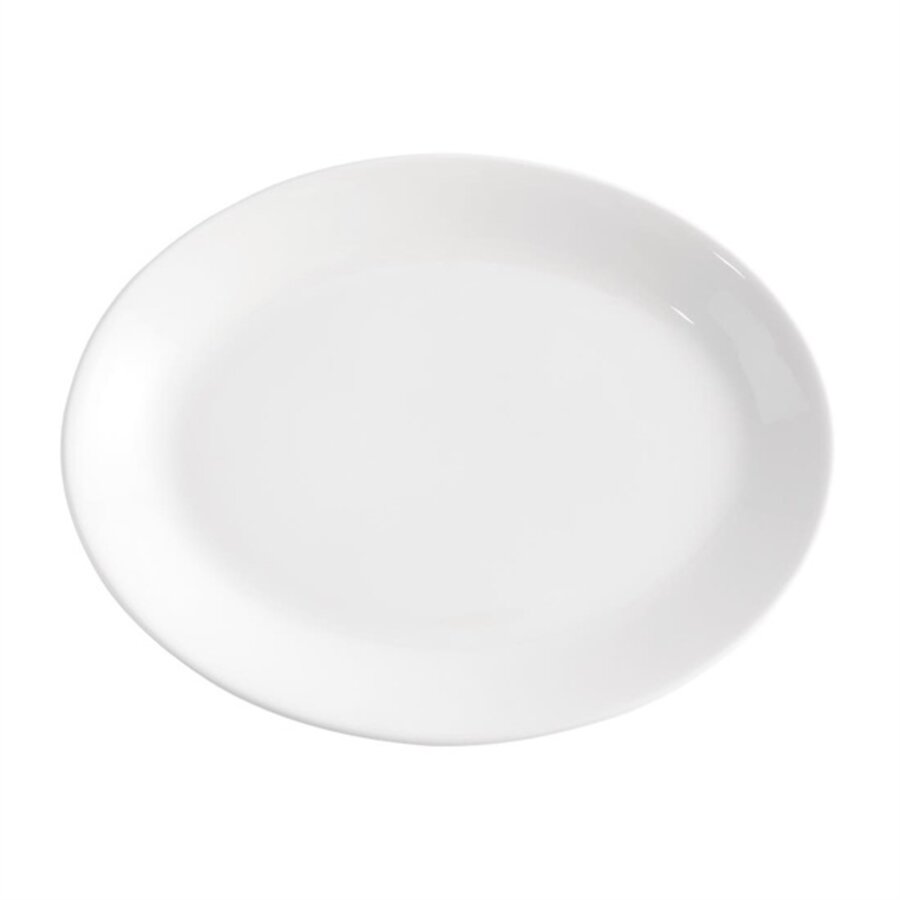 Assiettes ovales en faïence blanche | Ø 30,5cm | 12 pièces