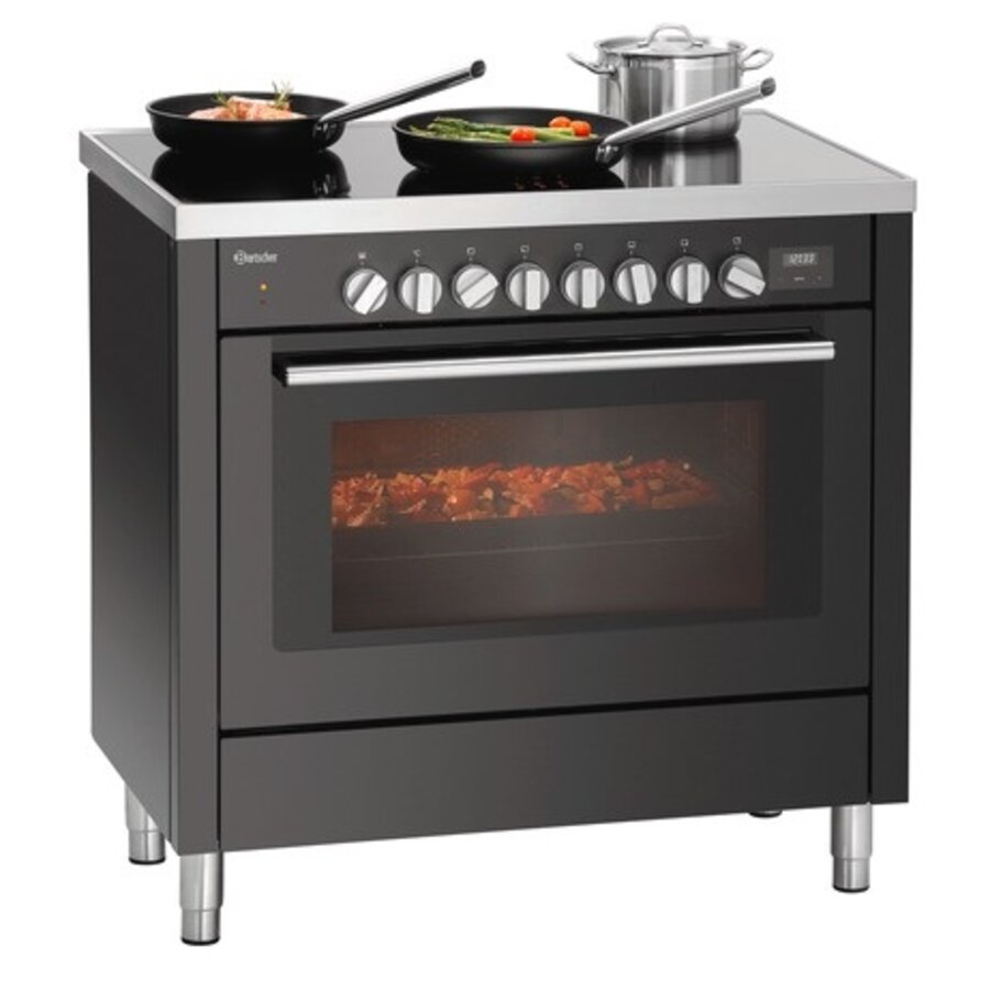 Induction stove with oven | black | 6 burners