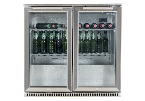  HorecaTraders réfrigérateur bar | acier inoxydable | 189L | 2 portes | 500 x 870 x 840 mm 