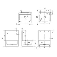 Lavabo mural | 440x340x560 mm | Acier inoxydable AISI 304