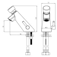 Self-closing stainless steel washbasin tap