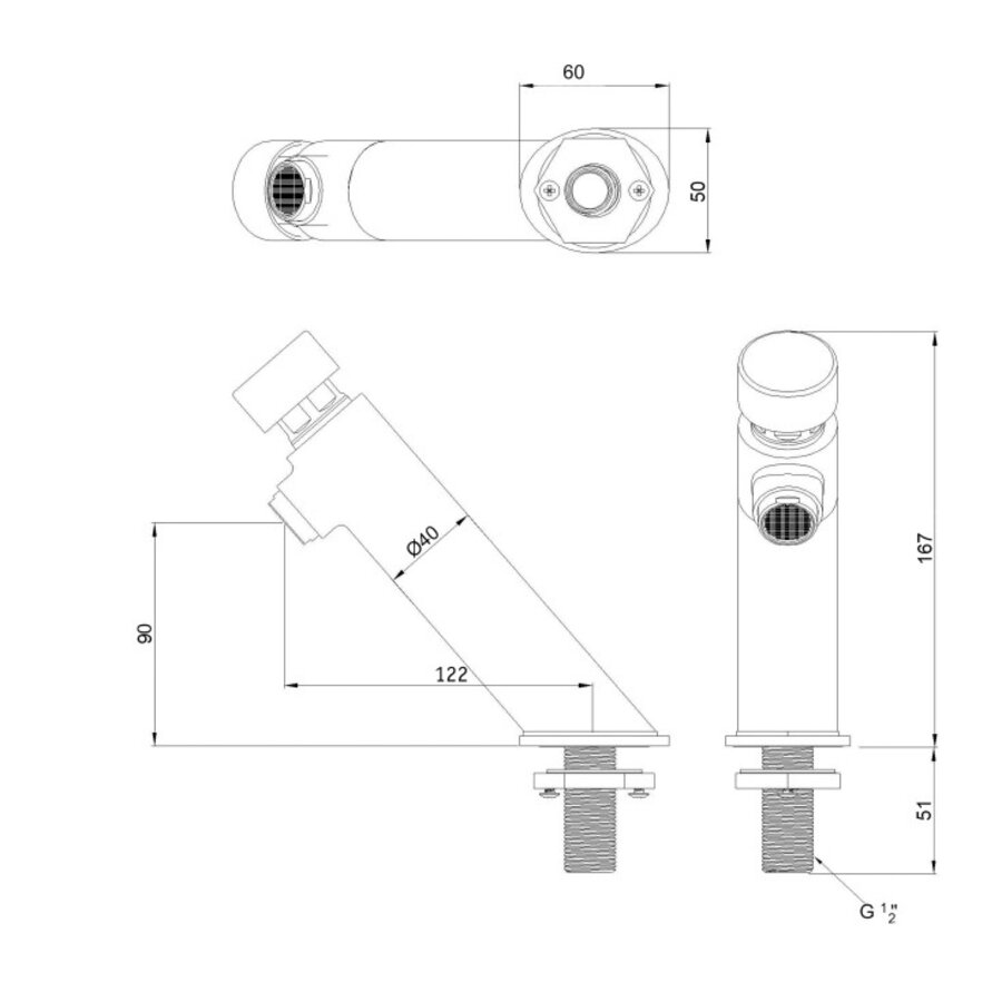 Self-closing stainless steel washbasin tap