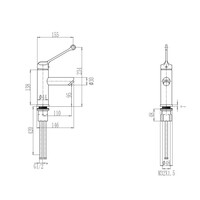 Robinet de lavabo en acier inoxydable avec commande au coude