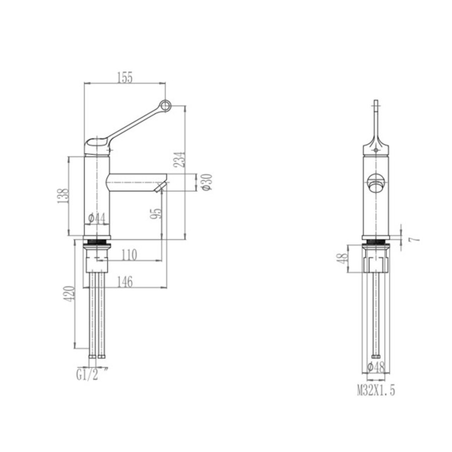 Stainless Steel Basin Faucet with Elbow Control