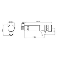Robinet mural | Fermeture automatique | acier inoxydable | Ø30 x 110,3 mm