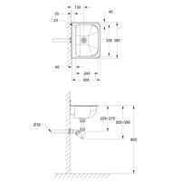 Wandwastafel | RVS | 376x299x190 mm