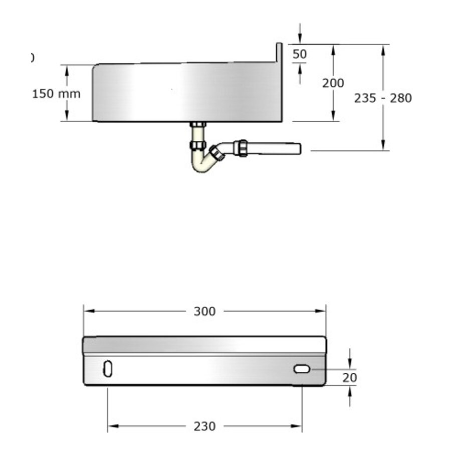 meervoudige wastafel | RVS | D 565 x H 200 mm