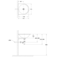 Wall-mounted washbasin | Stainless steel | Ø 365 mm