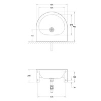 Wall-mounted washbasin | Stainless steel | thickness 1.2 mm