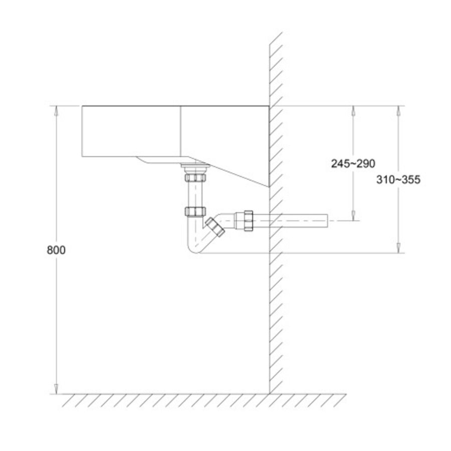 Wandwastafel | RVS | dikte 1,2 mm