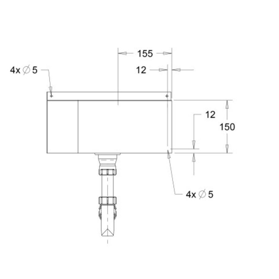 Hoekwastafel | RVS | B 360 x D 360 x H 175 mm