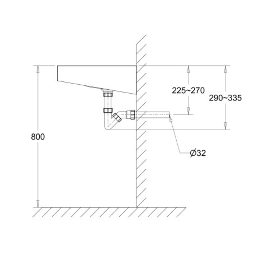 Wall-hung washbasin | stainless steel | thickness 1.3mm