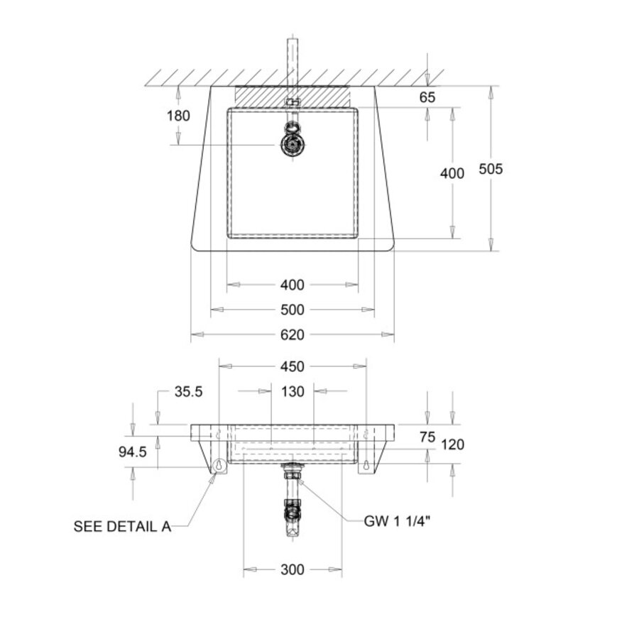 wastafel | voor mindervaliden | RVS | 1,2mm dik