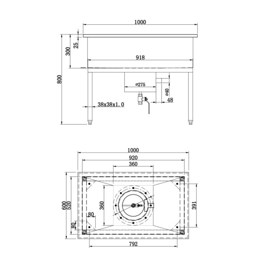 Industriële Spoelbak | RVS | 1000x600x(h)800 mm