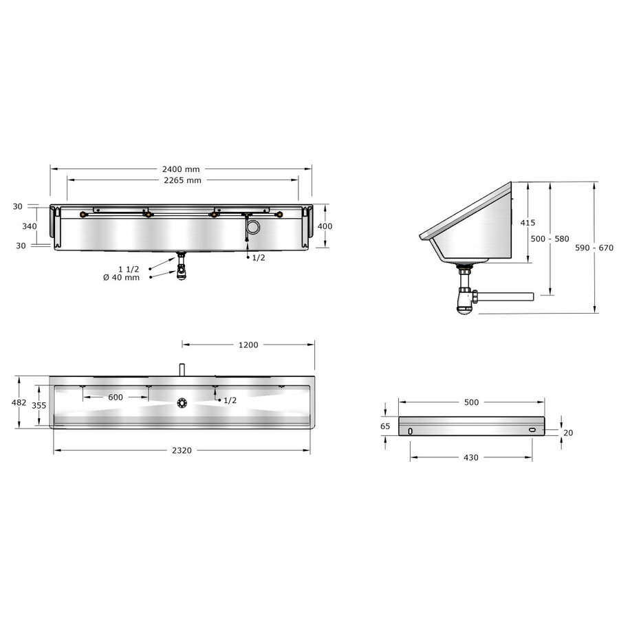 Bac à linge | acier inoxydable | 4 formats