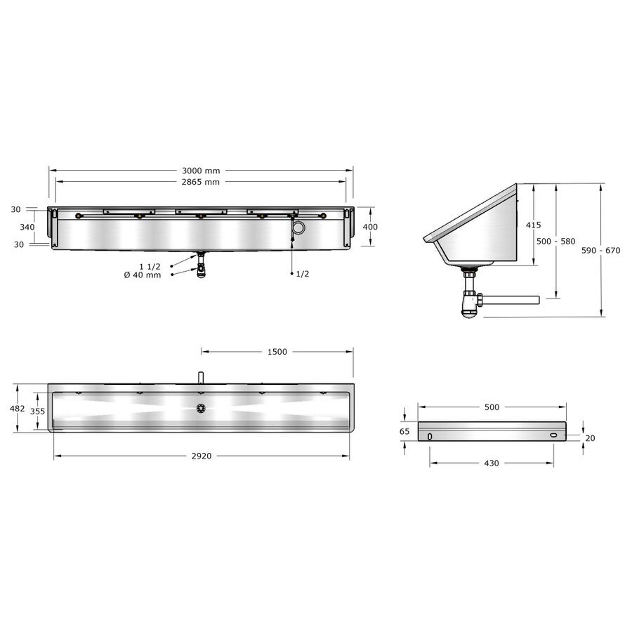 Bac à linge | acier inoxydable | 4 formats