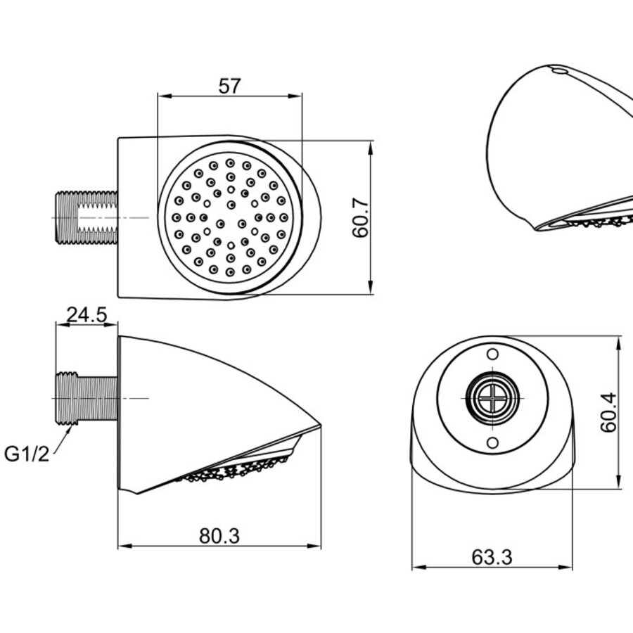 Wall Shower Head | Chrome plated | 2 Models