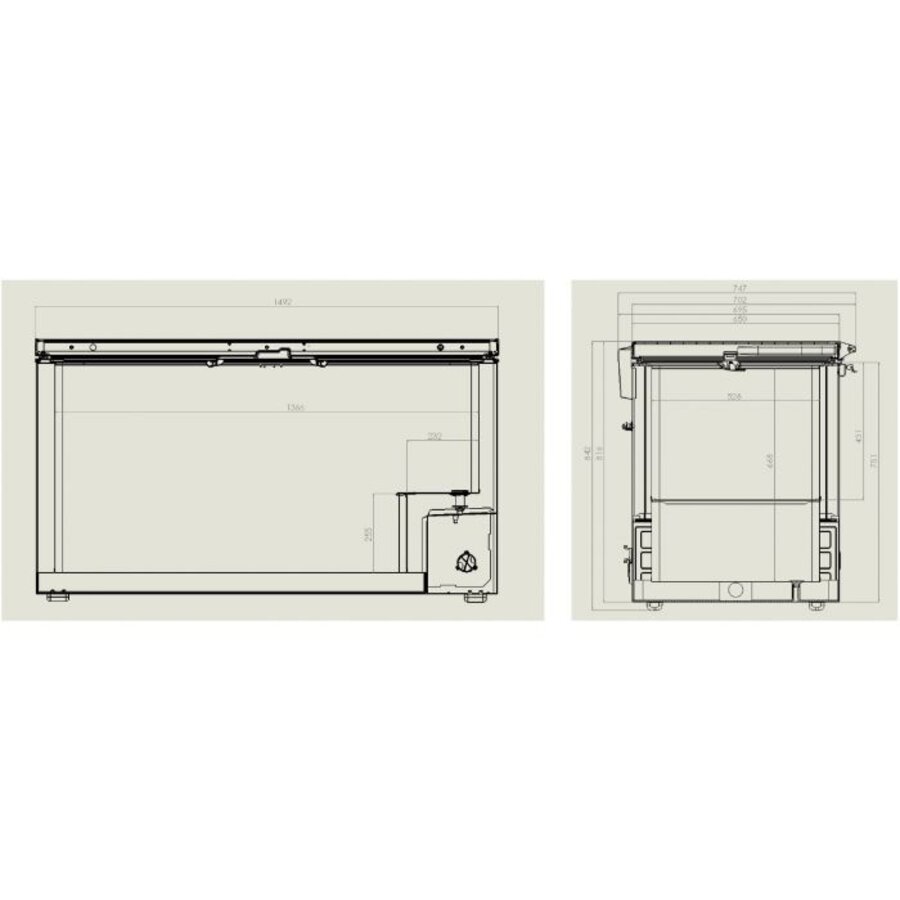 Freezer | Stainless steel lid | 469 L | 1492x743x840mm