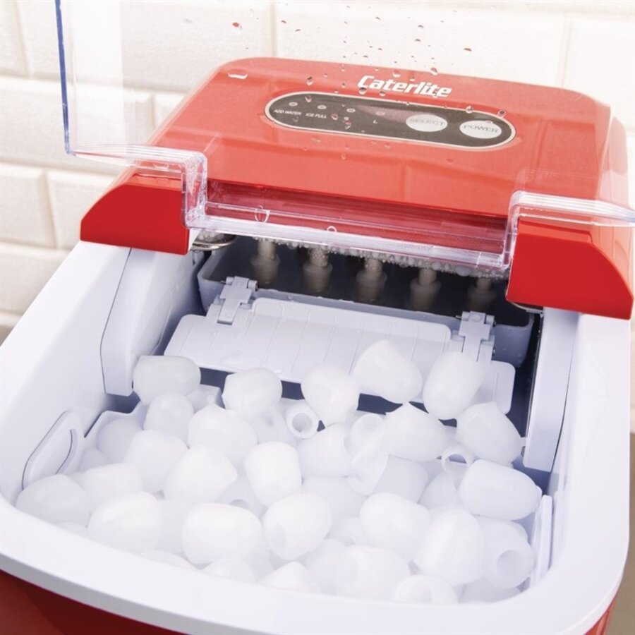 Machine à glaçons de table Caterlite | Rouge | Sortie de 10 kg
