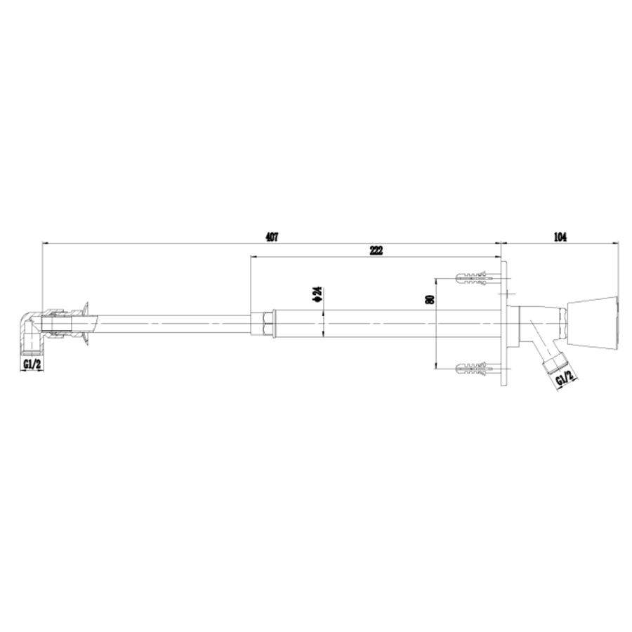 Frost-free Outdoor Tap | 104mm | Chromed Brass