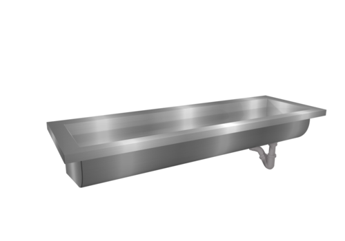  HorecaTraders Washing trough Washbasin | Stainless steel | 180(w)x40(d)x24(h) cm 