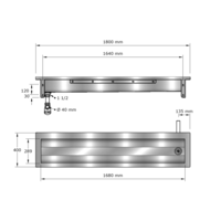 Washing trough Washbasin | Stainless steel | 180(w)x40(d)x24(h) cm