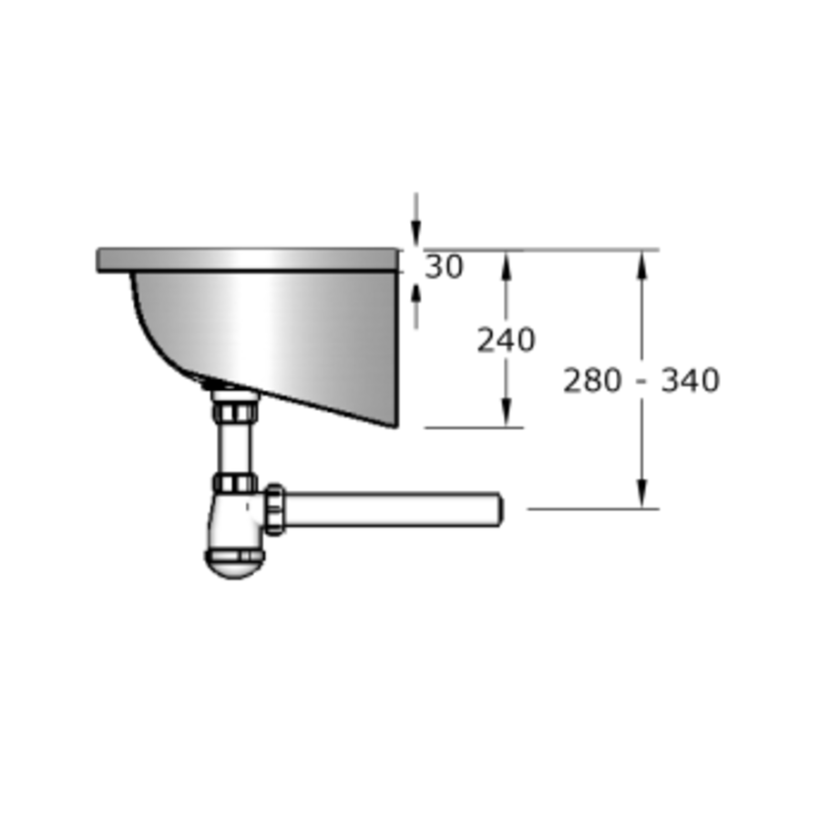 Wastrog Wasbak | RVS  | 180(b)x40(d)x24(h) cm