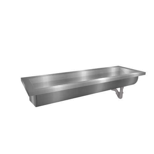  HorecaTraders Washing trough Washbasin | Stainless steel | 210(w)x40(d)x24(h)cm 