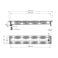 Washing trough Washbasin | Stainless steel | 210(w)x40(d)x24(h)cm