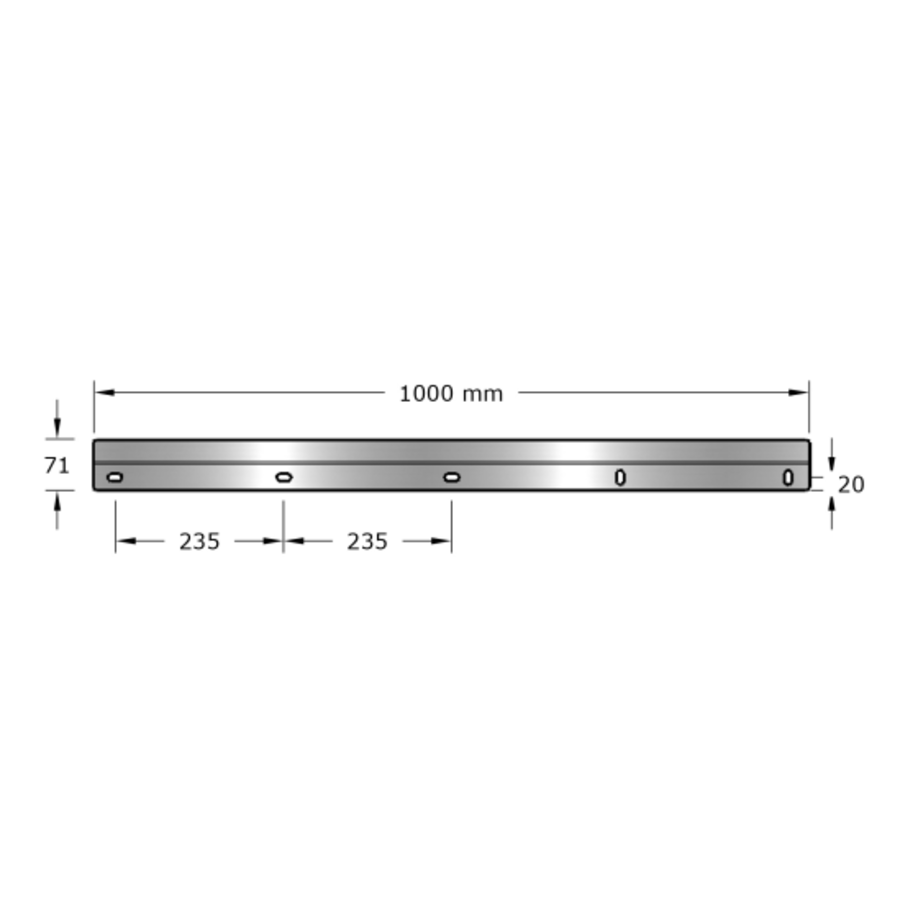 Wastrog Wasbak | RVS | 210(b)x40(d)x24(h)cm