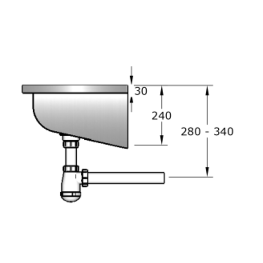 Wastrog Wasbak | RVS | 210(b)x40(d)x24(h)cm