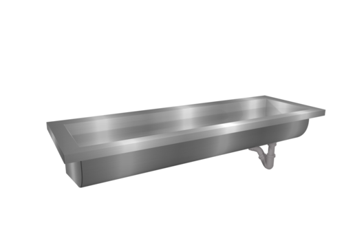  HorecaTraders Washing trough Washbasin | Stainless steel | 240(w)x40(d)x24(h) cm 