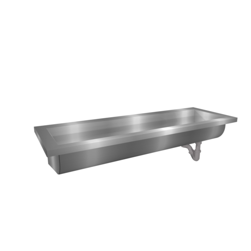  HorecaTraders Washing trough Washbasin | Stainless steel | 240(w)x40(d)x24(h) cm 