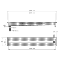 Lavoir Lavabo | acier inoxydable | 240(l)x40(p)x24(h) cm