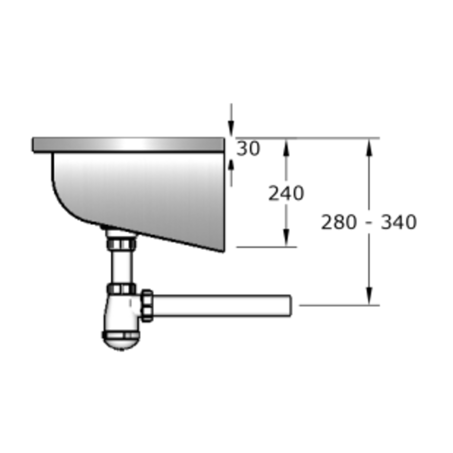 Wastrog Wasbak | RVS |  240(b)x40(d)x24(h) cm