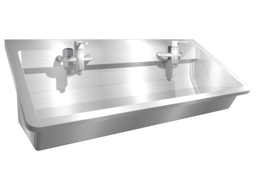  HorecaTraders Washbasin | Stainless steel | Including mixer taps | 240(w)x47.5(d)x42.5(h)mm 