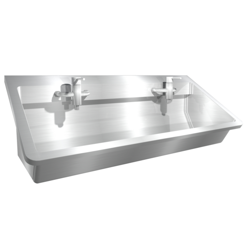  HorecaTraders Washbasin | Stainless steel | Including mixer taps | 240(w)x47.5(d)x42.5(h)mm 