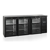 HorecaTraders Bar fridge | Black | Glass doors | 200(w)x51(d)x86(h)cm