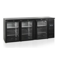 Réfrigérateur bar | Noir | Portes vitrées | 200(l)x51(p)x86(h)cm