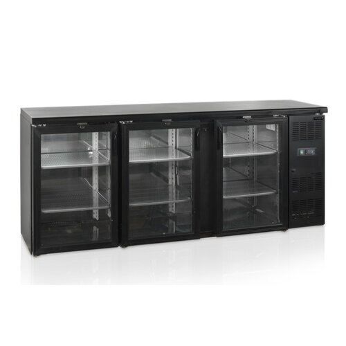  HorecaTraders Barkühlschrank | Schwarz | Glastüren | 200 (B) x 51 (T) x 86 (H) cm 
