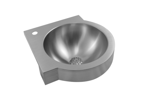  HorecaTraders Corner washbasin | Round | Stainless steel | 32x32x13.5 cm 