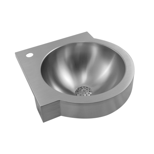  HorecaTraders Corner washbasin | Round | Stainless steel | 32x32x13.5 cm 