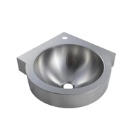 Corner washbasin | Round | Stainless steel | 32x32x13.5 cm