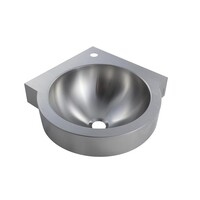 Lavabo d'angle | rond | acier inoxydable | 32x32x13,5 cm