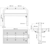 Îlot de buanderie en acier inoxydable | 1220(l)x1000(p)x1300(h) mm | 4 places sur 6
