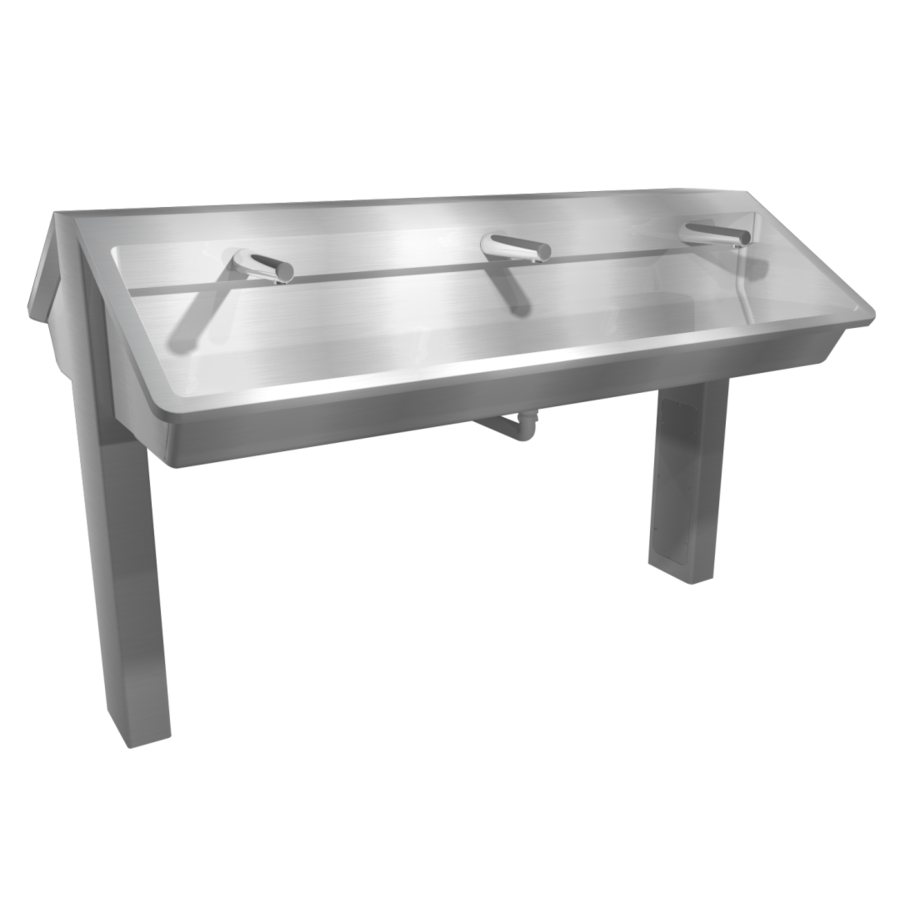 Washing island made of stainless steel | 1220(w)x1150(d)x1200(h) mm | 4 or 6 places