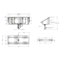 Lavoir | acier inoxydable | 1200 x 475 x 425 mm | 4 tailles